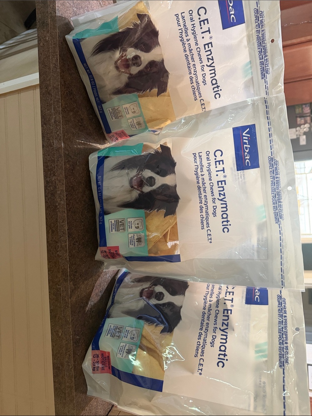 C.E.T. Enzymatic Dog Dental Chews medium chewy treats new 3 bags $$100 greenies
